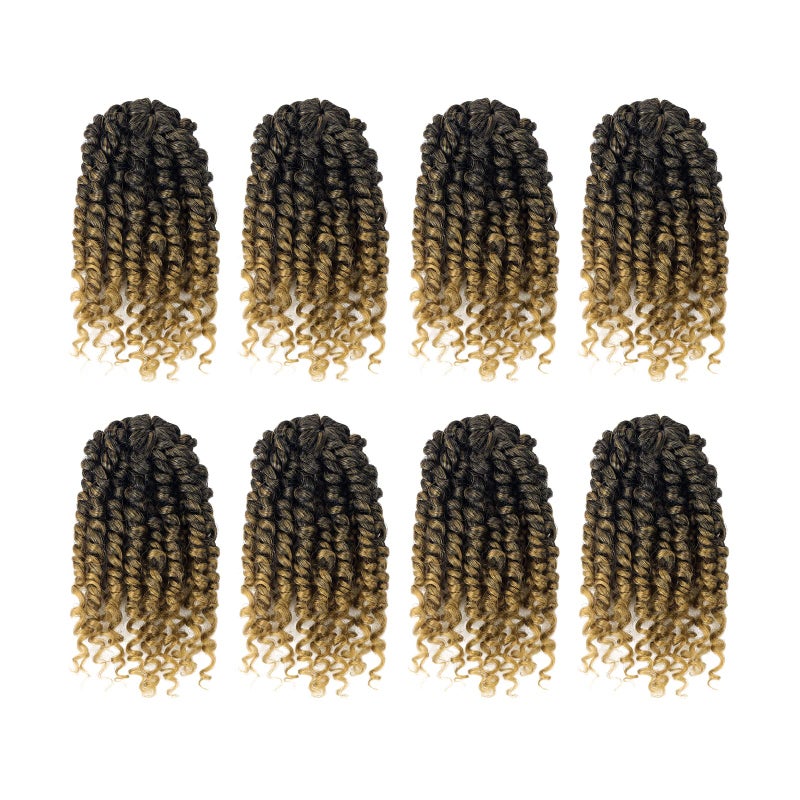 Bileaf Short Passion Twist Hair 6 Inch Pretwisted Passion Twist Crochet Hair 8 Packs Prelooped Crochet Passion Twist Braiding Hair for Women and Kids Bohemian Synthetic Hair Extensions T27